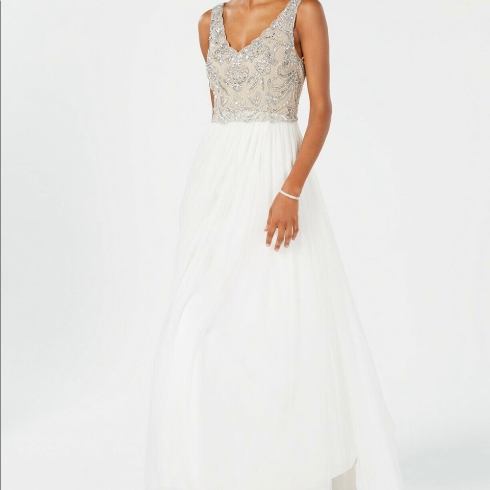 Adrianna Papell gown. Perfect, NWT, size 14, Color: Ivory, beaded & sequined